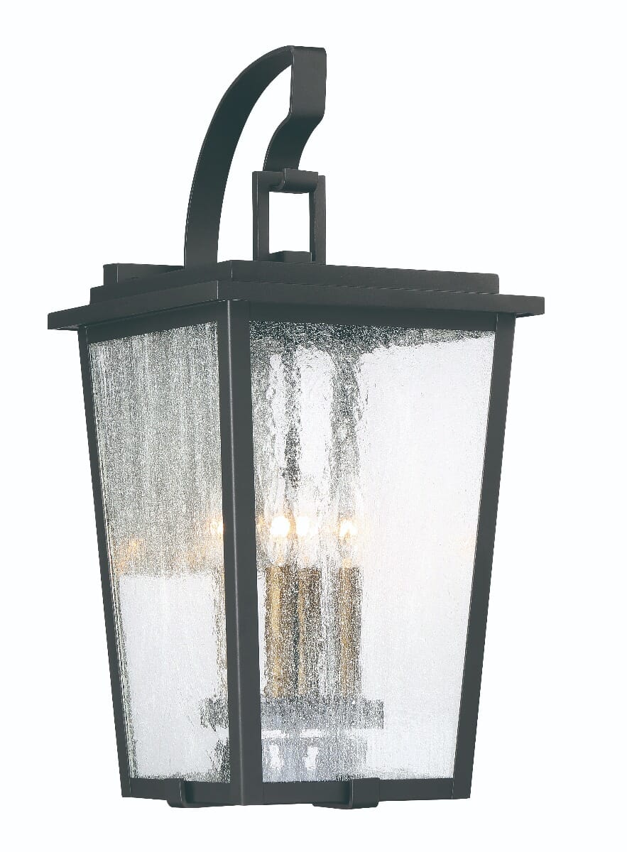 The Great Outdoors Cantebury 4-Light 23" Outdoor Wall Light in Black with Gold