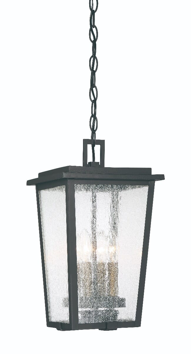 The Great Outdoors Cantebury 4-Light Transitional Outdoor Hanging Light in Black With Gold