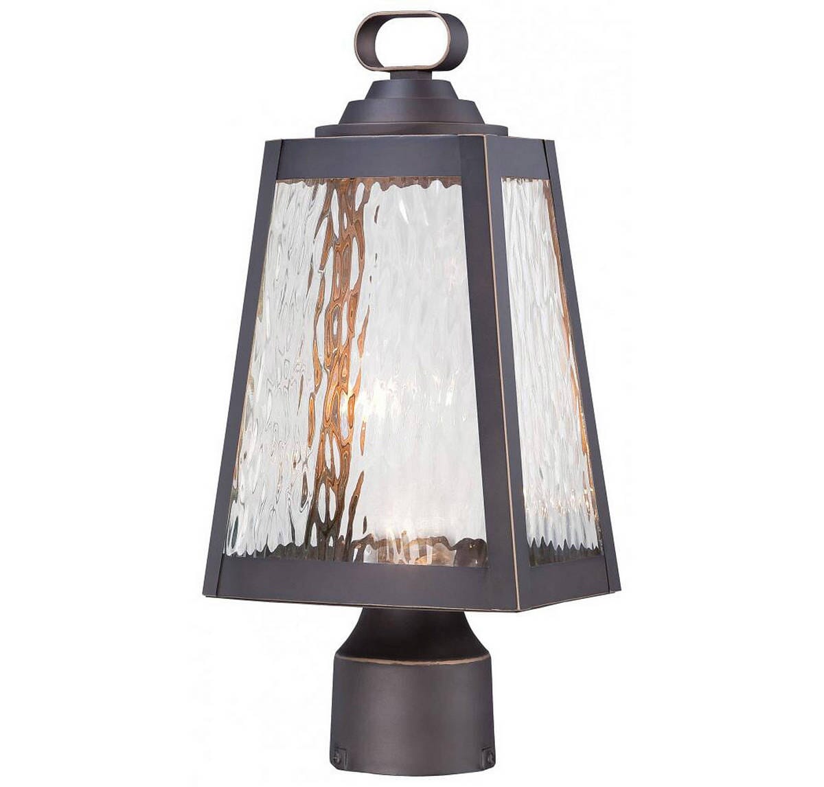 The Great Outdoors Talera 15" Outdoor Post Light in Oil Rubbed Bronze with Gold Highlights