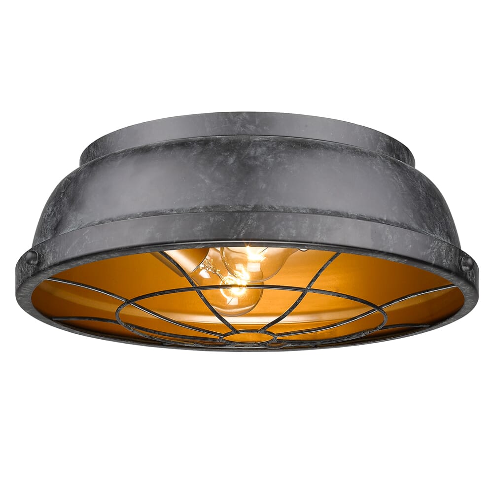 Golden Bartlett 2-Light 14" Ceiling Light in Black Patina