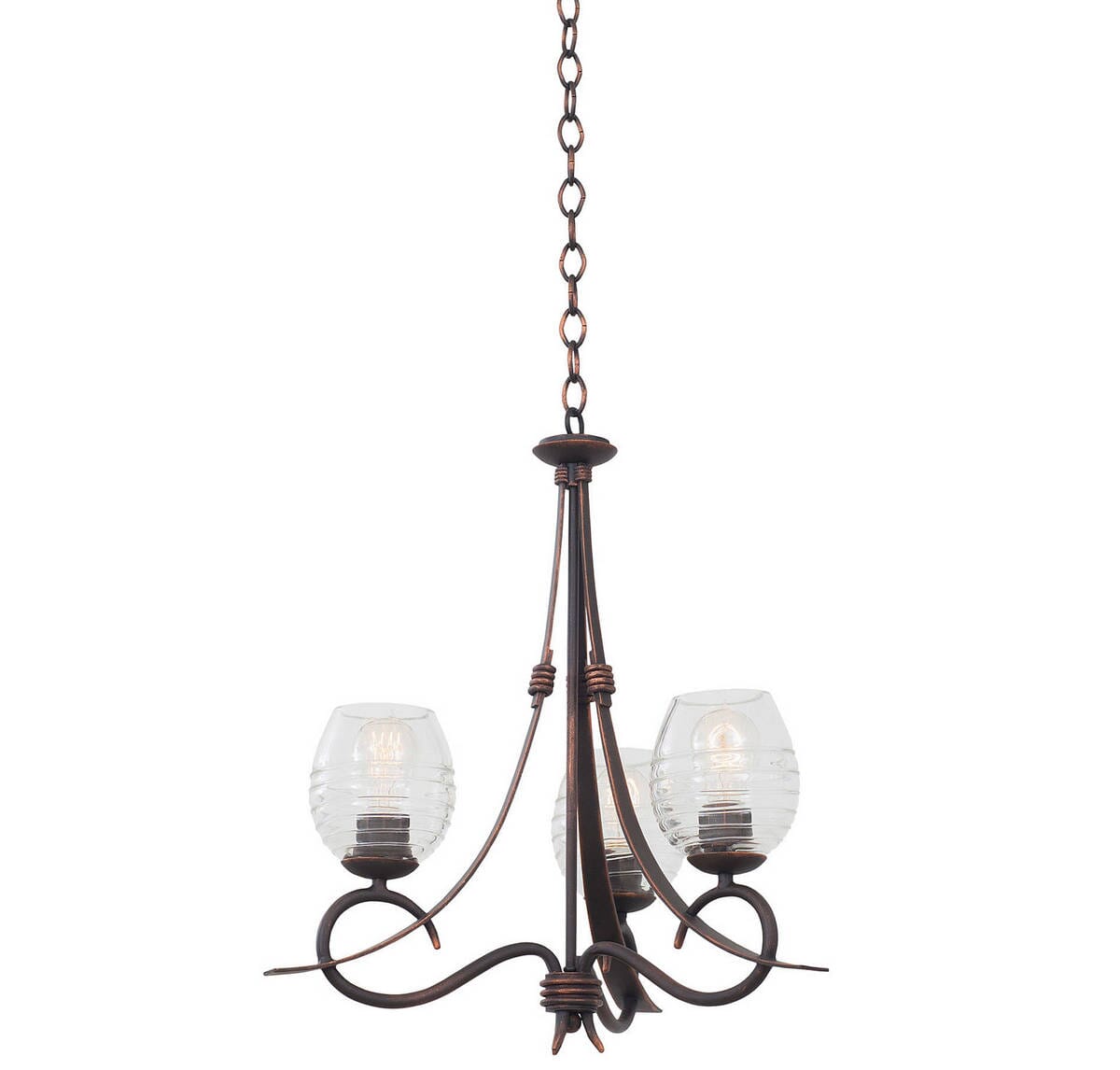 Kalco Seabrook 3-Light Chandelier in Antique Copper