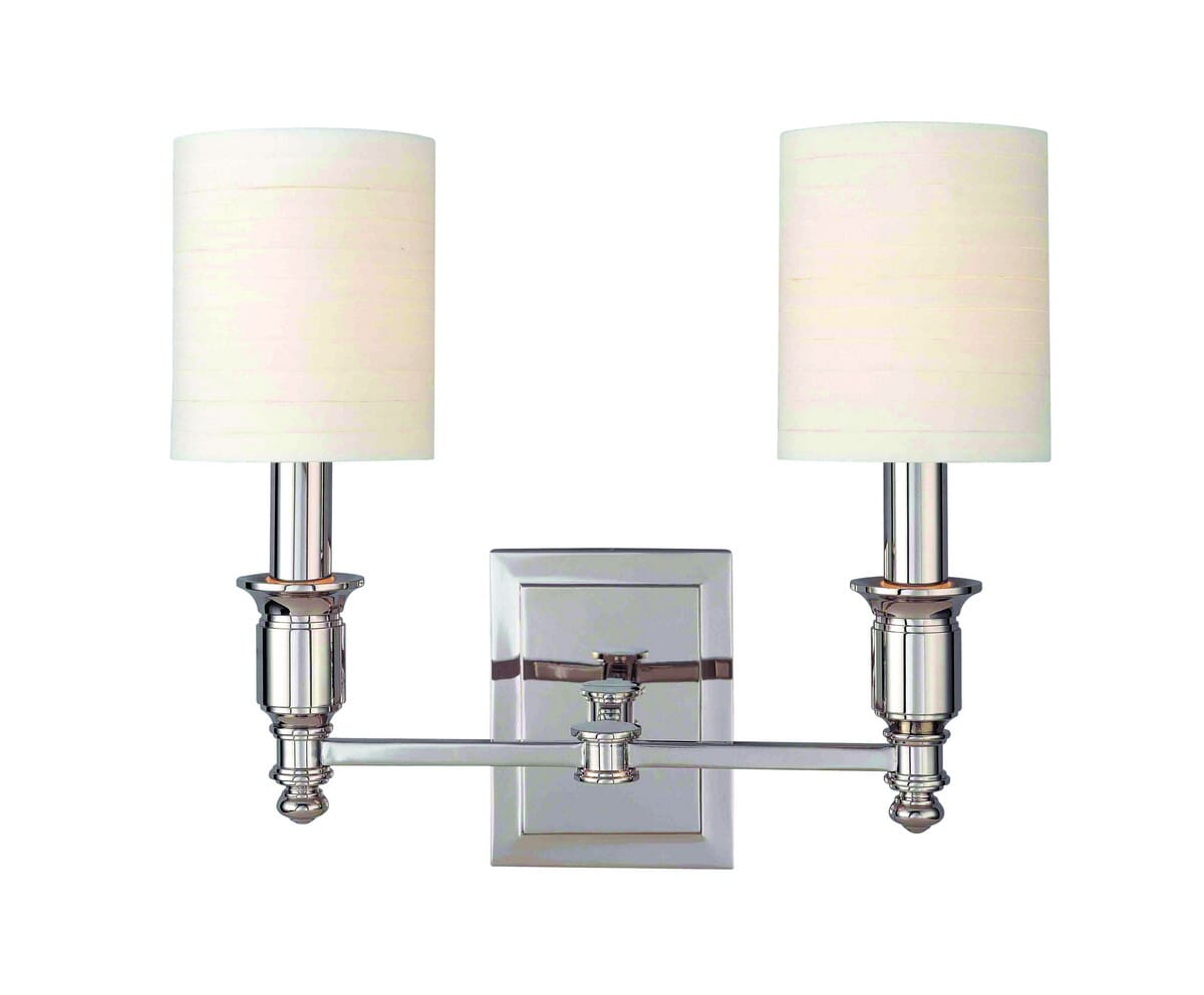 Hudson Valley Whitney 2-Light 13" Wall Sconce in Polished Nickel