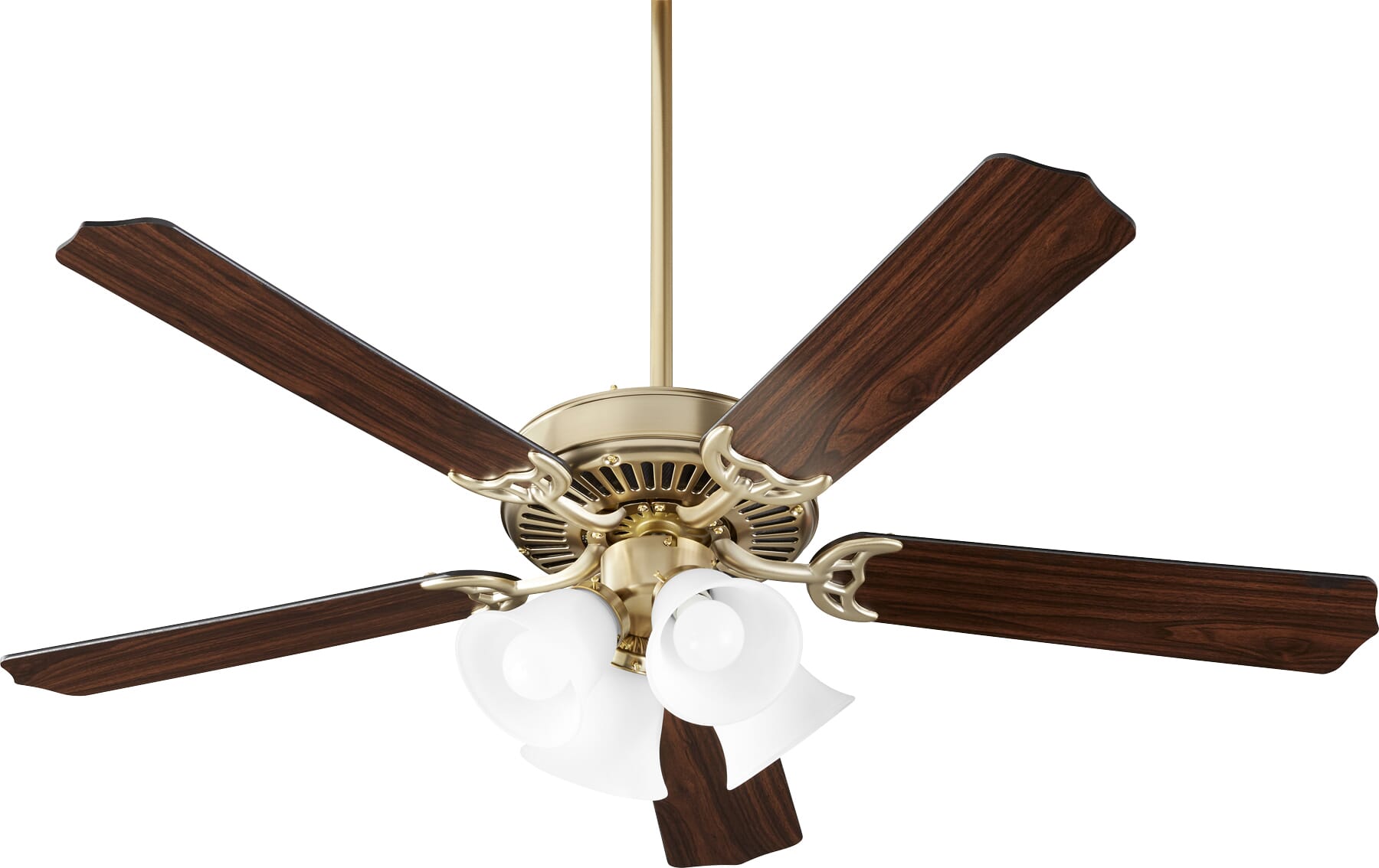 Quorum Capri Ix 4-Light 52" Indoor Ceiling Fan in Aged Brass with Satin Opal