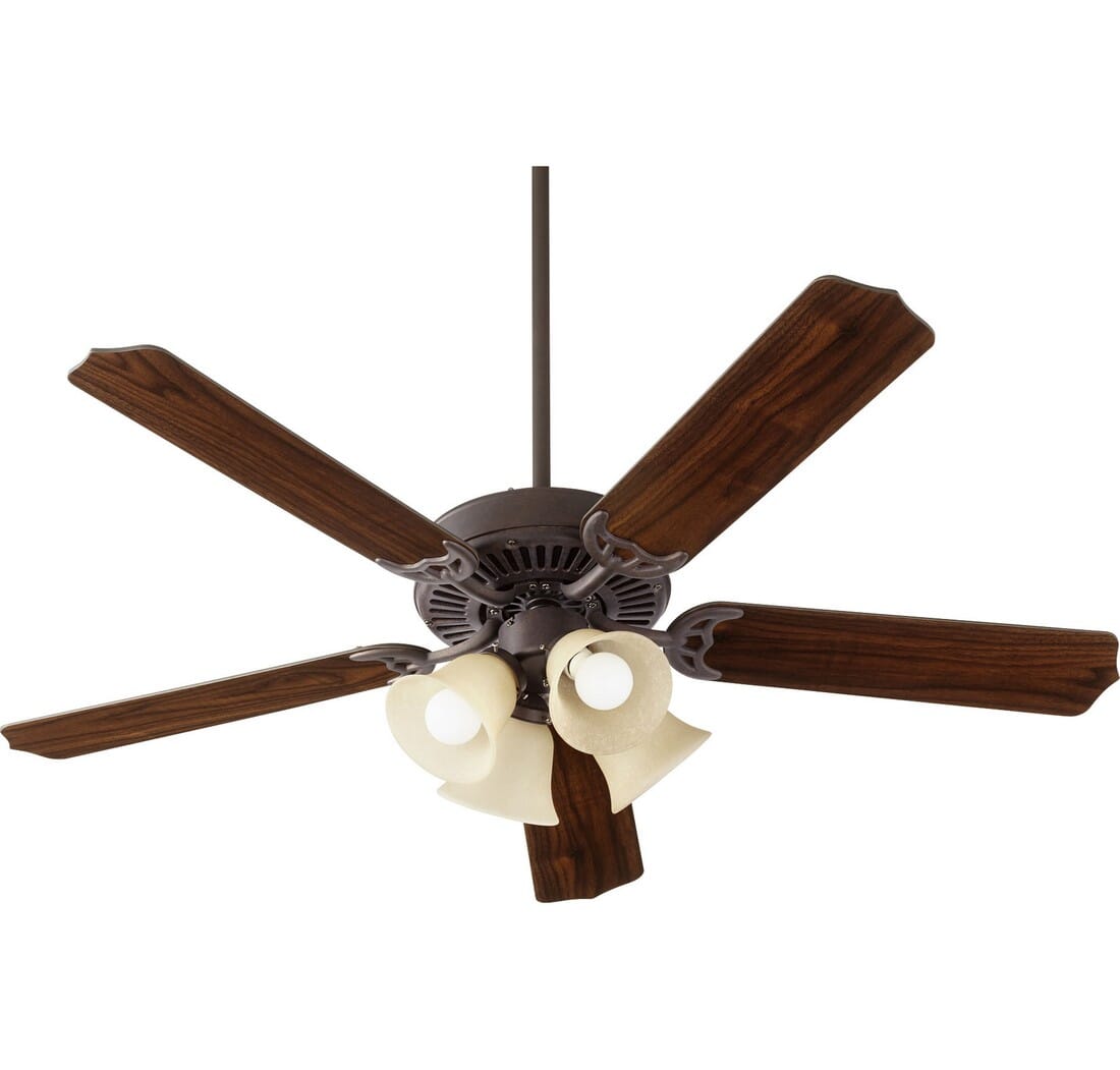 Quorum Capri Ix 4-Light 52" Indoor Ceiling Fan in Toasted Sienna with Amber Scavo