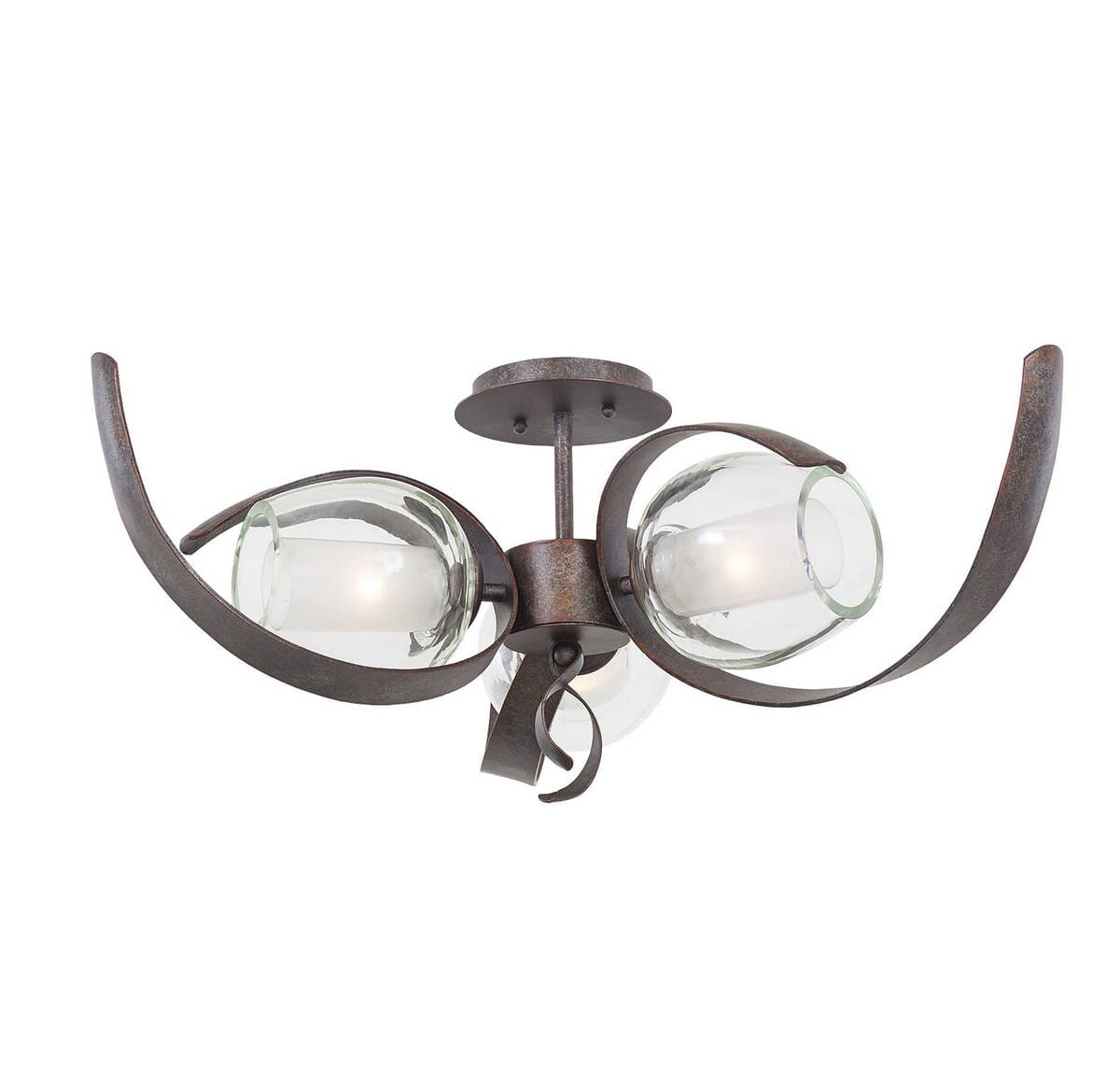 Kalco Solana 3-Light Semi Flush in Oxidized Copper