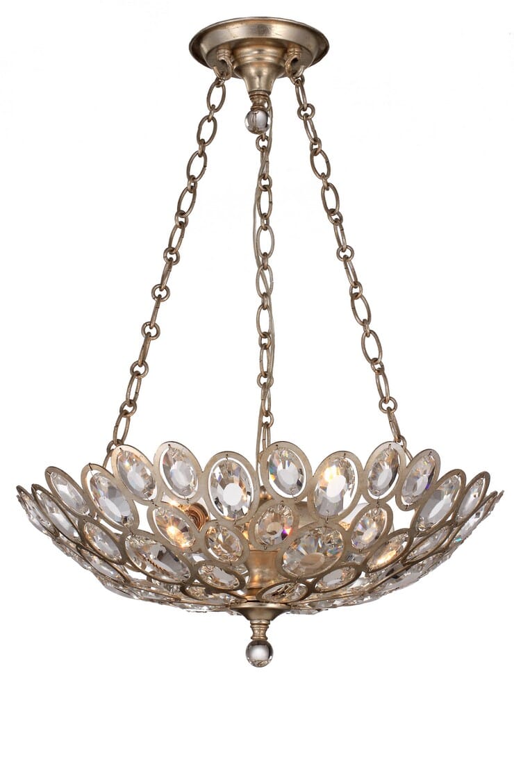 Crystorama Sterling 3-Light 12" Transitional Chandelier in Distressed Twilight with Hand Cut Crystal Crystals