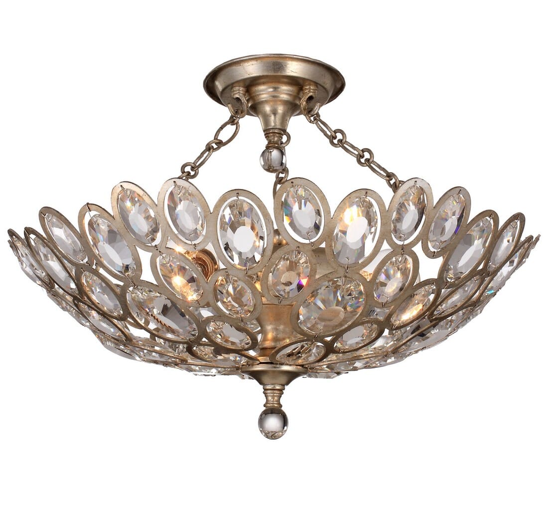 Crystorama Sterling 3-Light 20" Ceiling Light in Distressed Twilight with Hand Cut Crystal Crystals