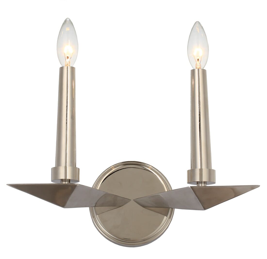 Crystorama Palmer 2-Light 14" Wall Sconce in Polished Nickel