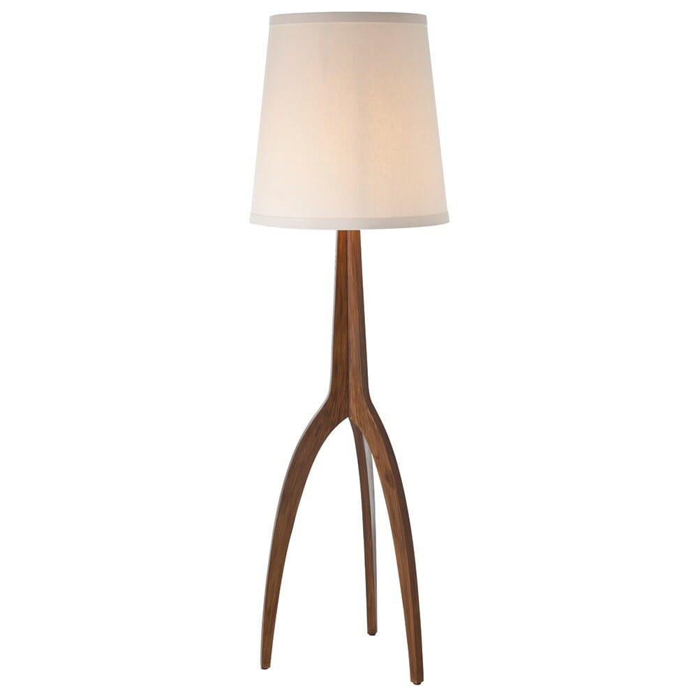 Arteriors Linden Off-White Linen Shade Floor Lamp in Walnut