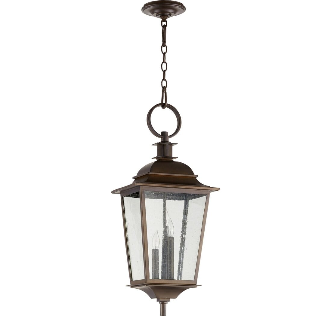 Quorum Pavilion 3-Light 29" Outdoor Hanging Light in Oiled Bronze