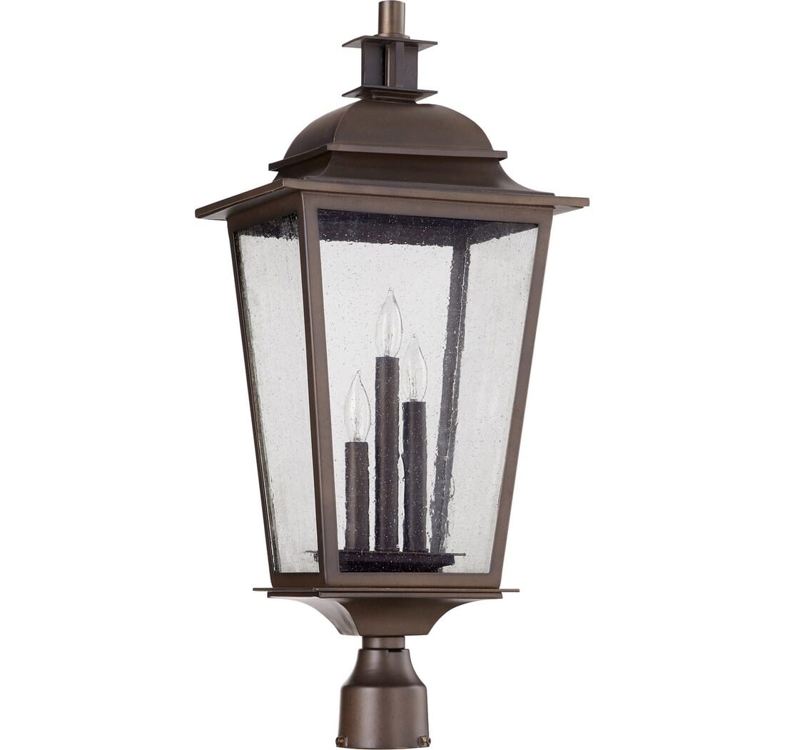 Quorum Pavilion 3-Light 28" Outdoor Post Light in Oiled Bronze