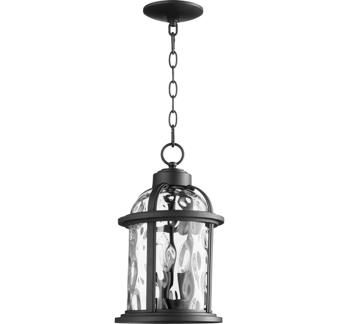 Quorum Winston 3-Light 15" Outdoor Hanging Light in Noir