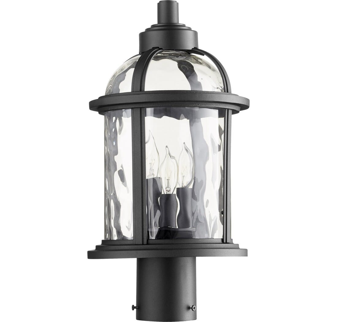 Quorum Winston 3-Light 17" Outdoor Post Light in Noir