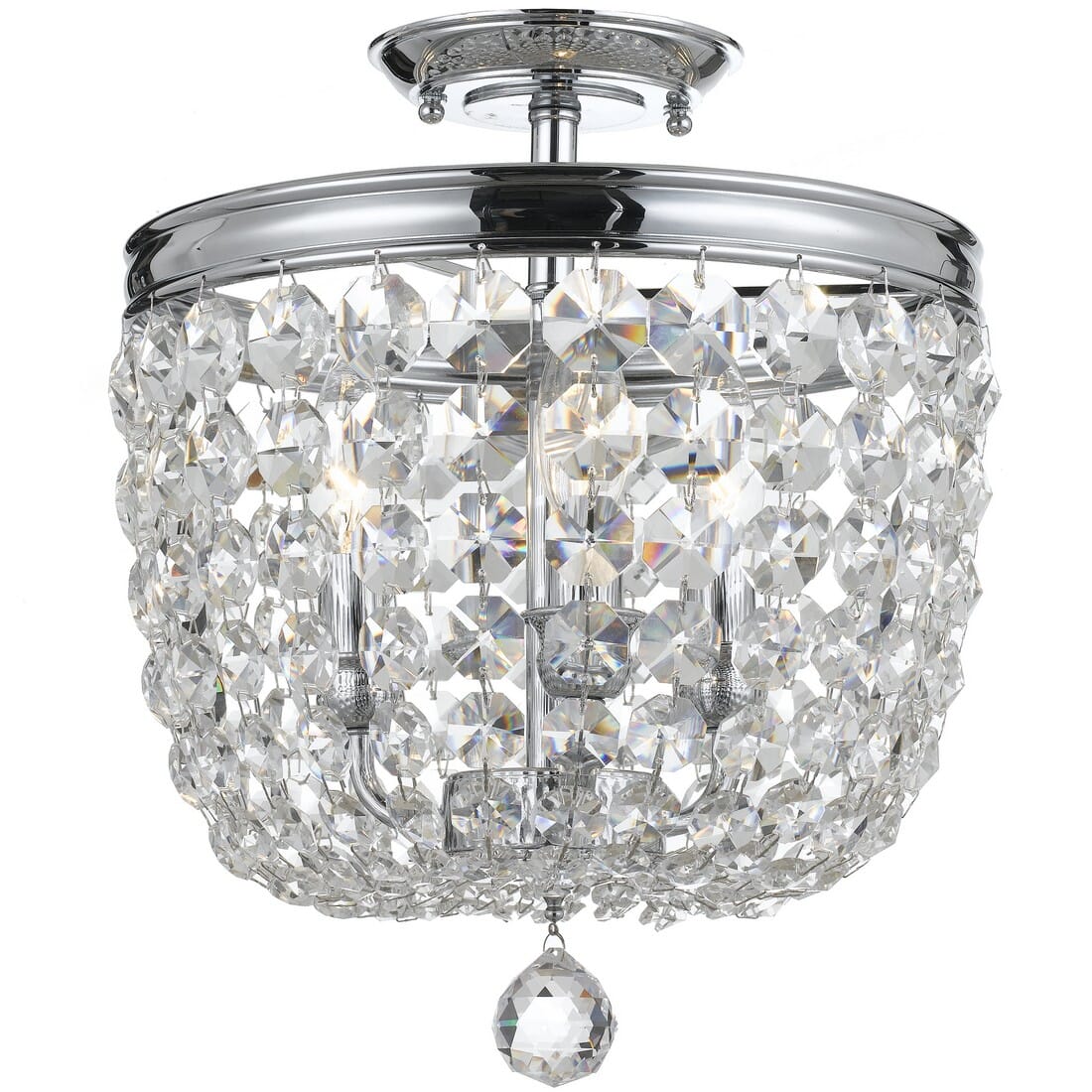 Crystorama Archer 3-Light 12" Ceiling Light in Polished Chrome with Clear Swarovski Strass Crystals