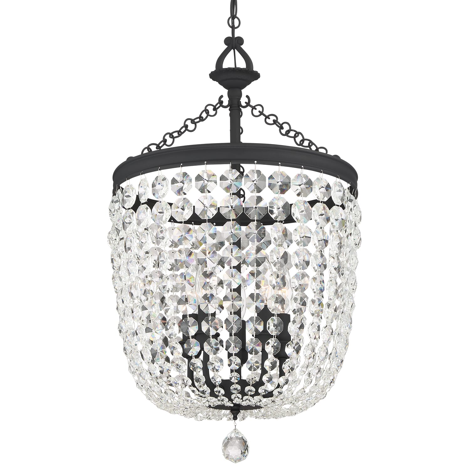 Crystorama Archer 5-Light 25" Chandelier in Black Forged with Swarovski Strass Crystal Crystals