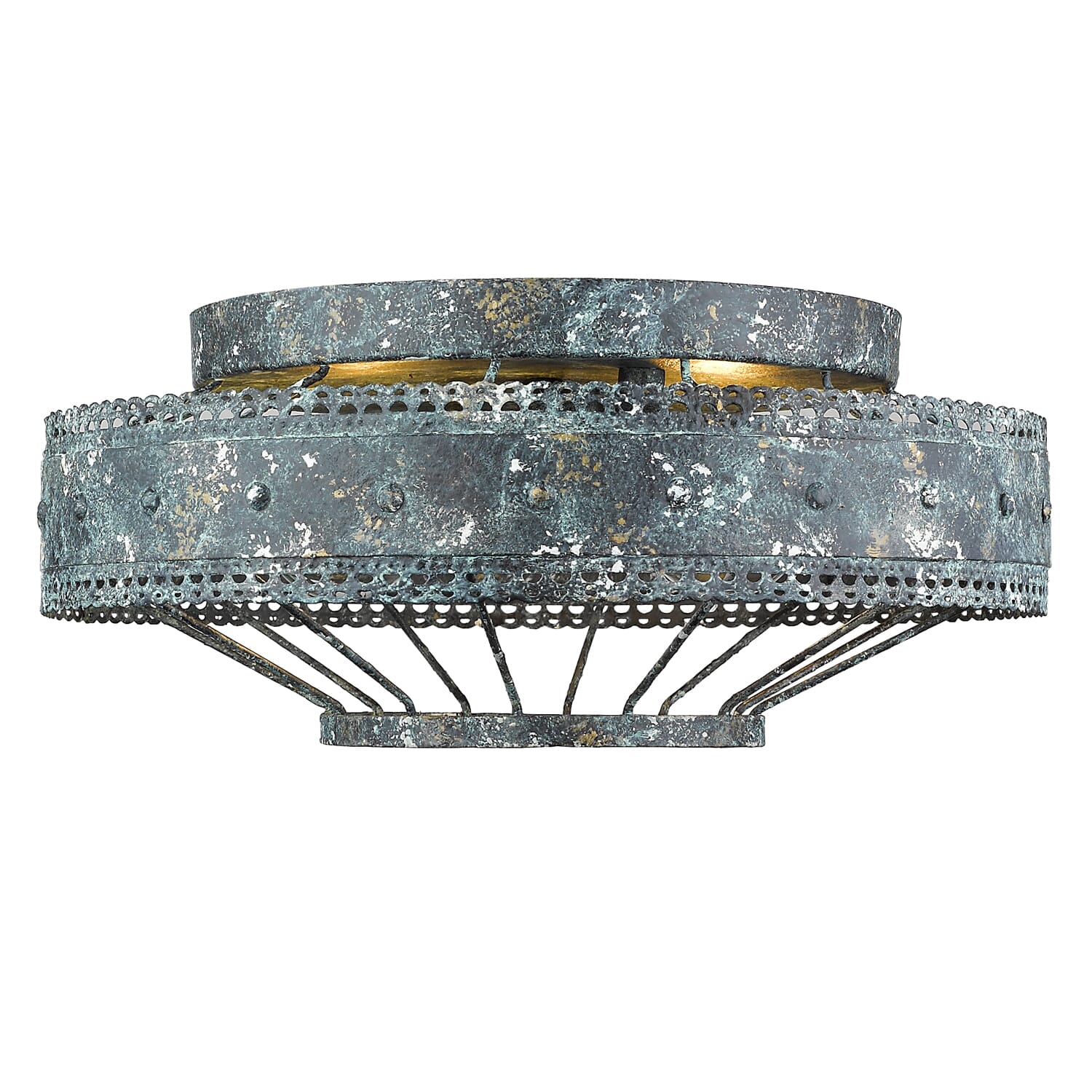 Golden Ferris 2-Light 14" Ceiling Light in Blue Verde Patina