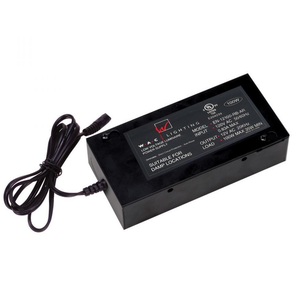 WAC Lighting Enclosed Electronic Transformer 120V Input 24V DC Output in Black