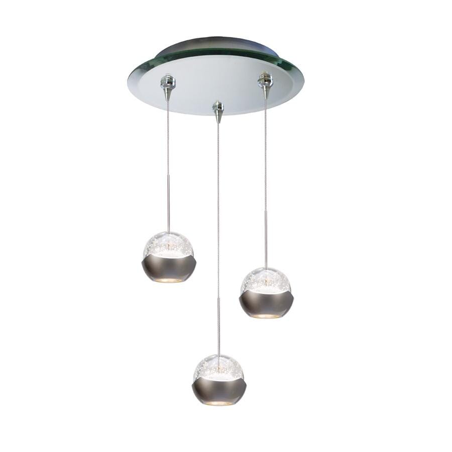 WAC Lighting 120V Genesis 3-Light LED Pendant with Mirror Canopy in Mirror