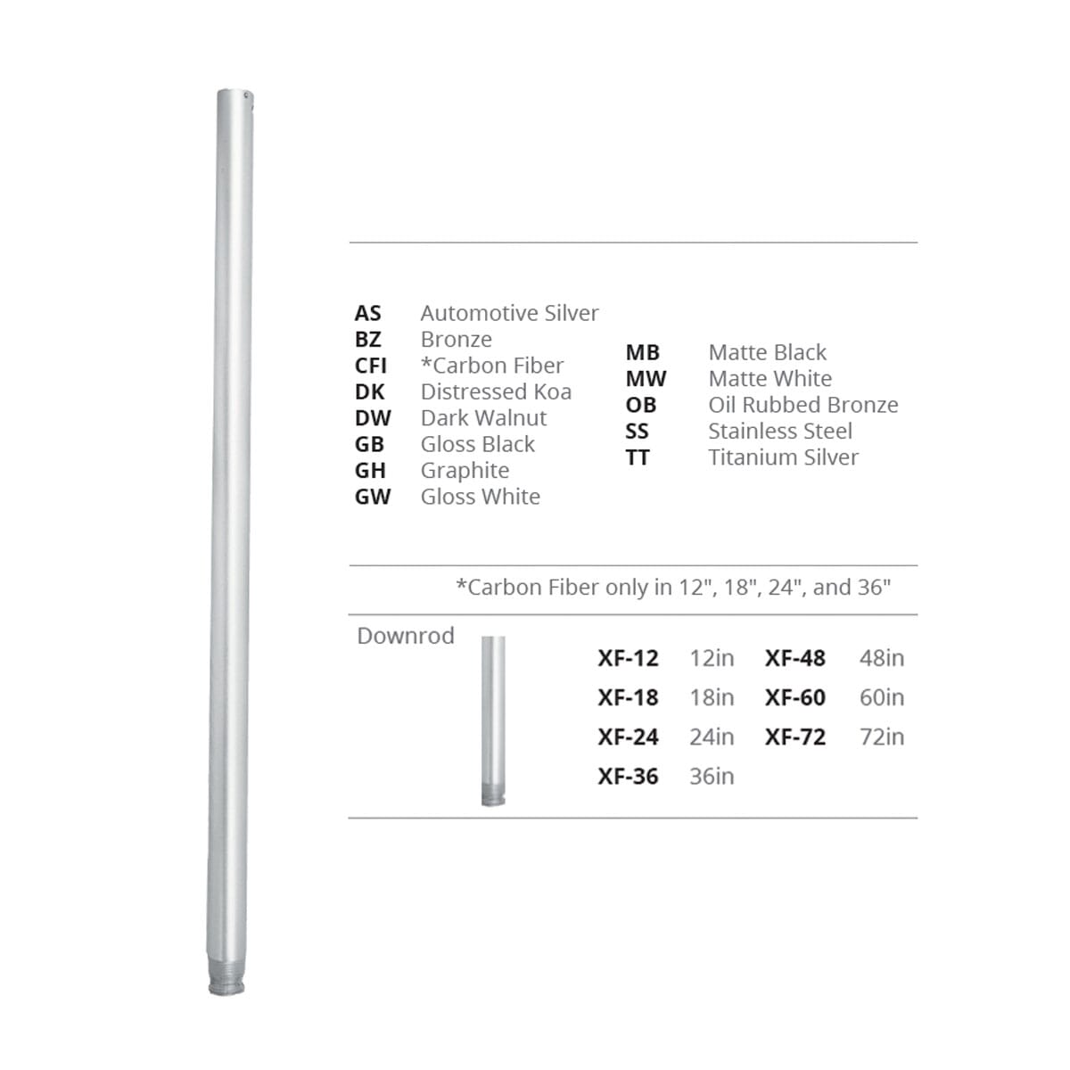 Modern Forms 24" Fan Downrod in Gloss White