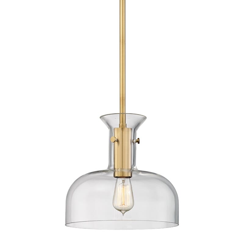 Hudson Valley Coffey 12" Pendant Light in Aged Brass