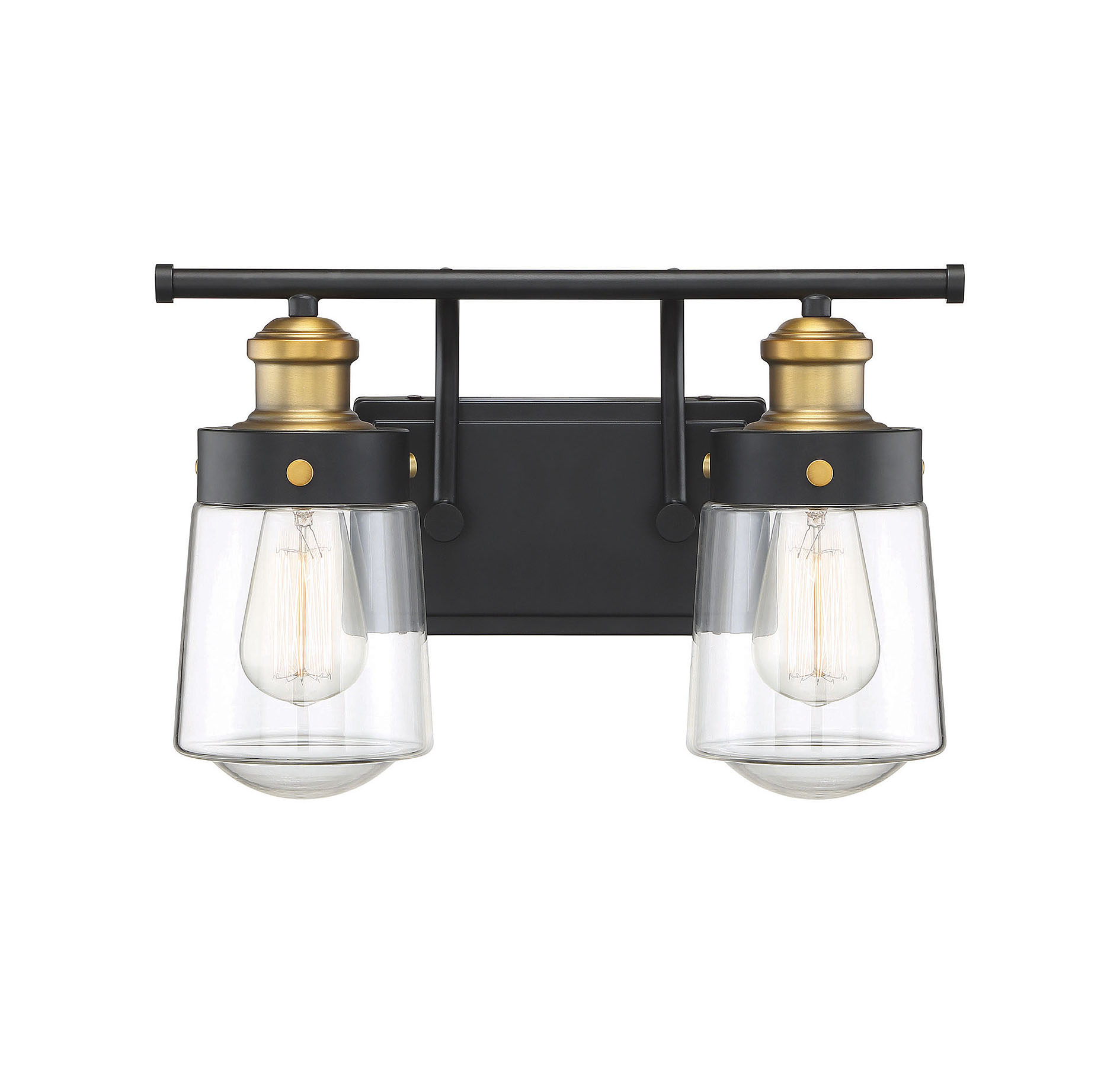 Savoy House Macauley 2-Light Bathroom Vanity Light in Vintage Black With Warm Brass