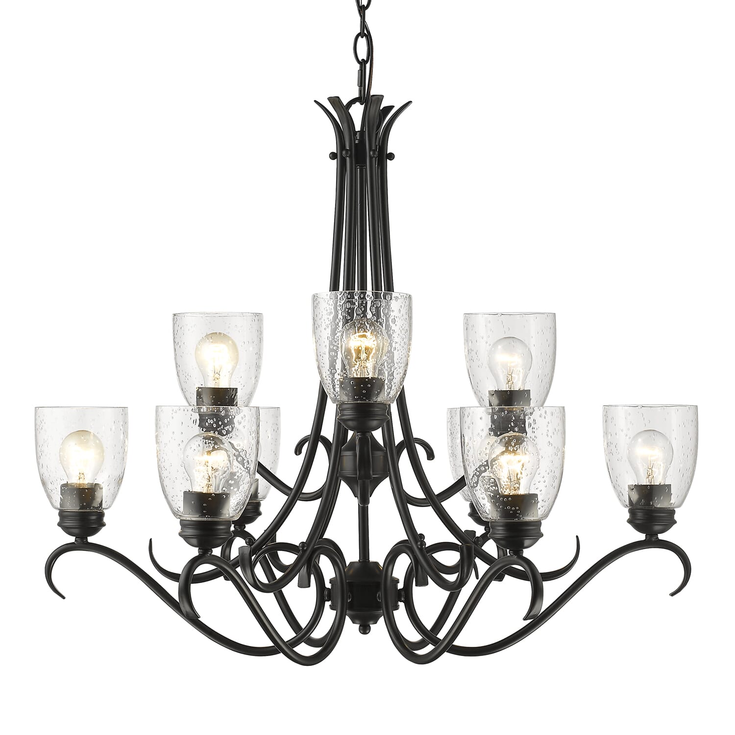 Golden Parrish 9-Light Chandelier in Black