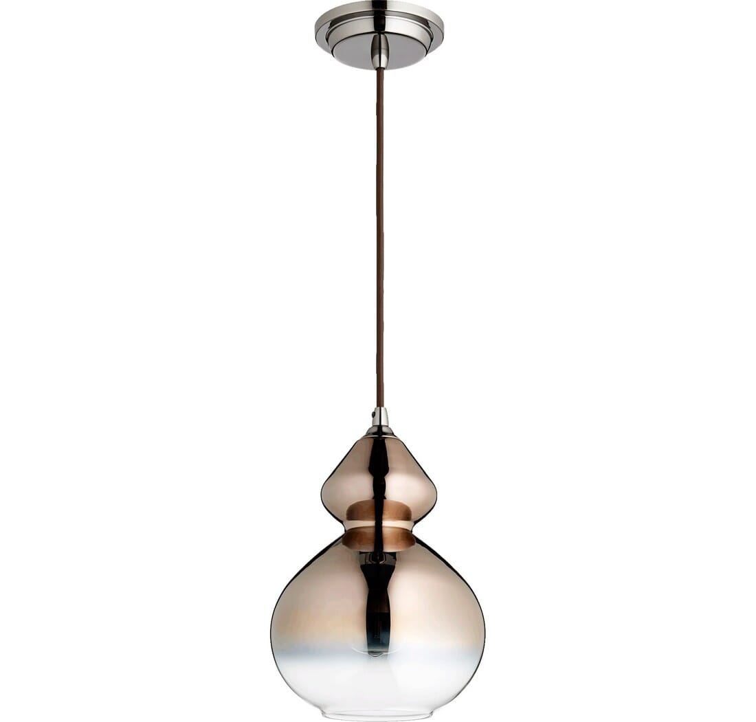 Quorum Transitional 8" Pendant Light in Gunmetal with Coffee Ombre