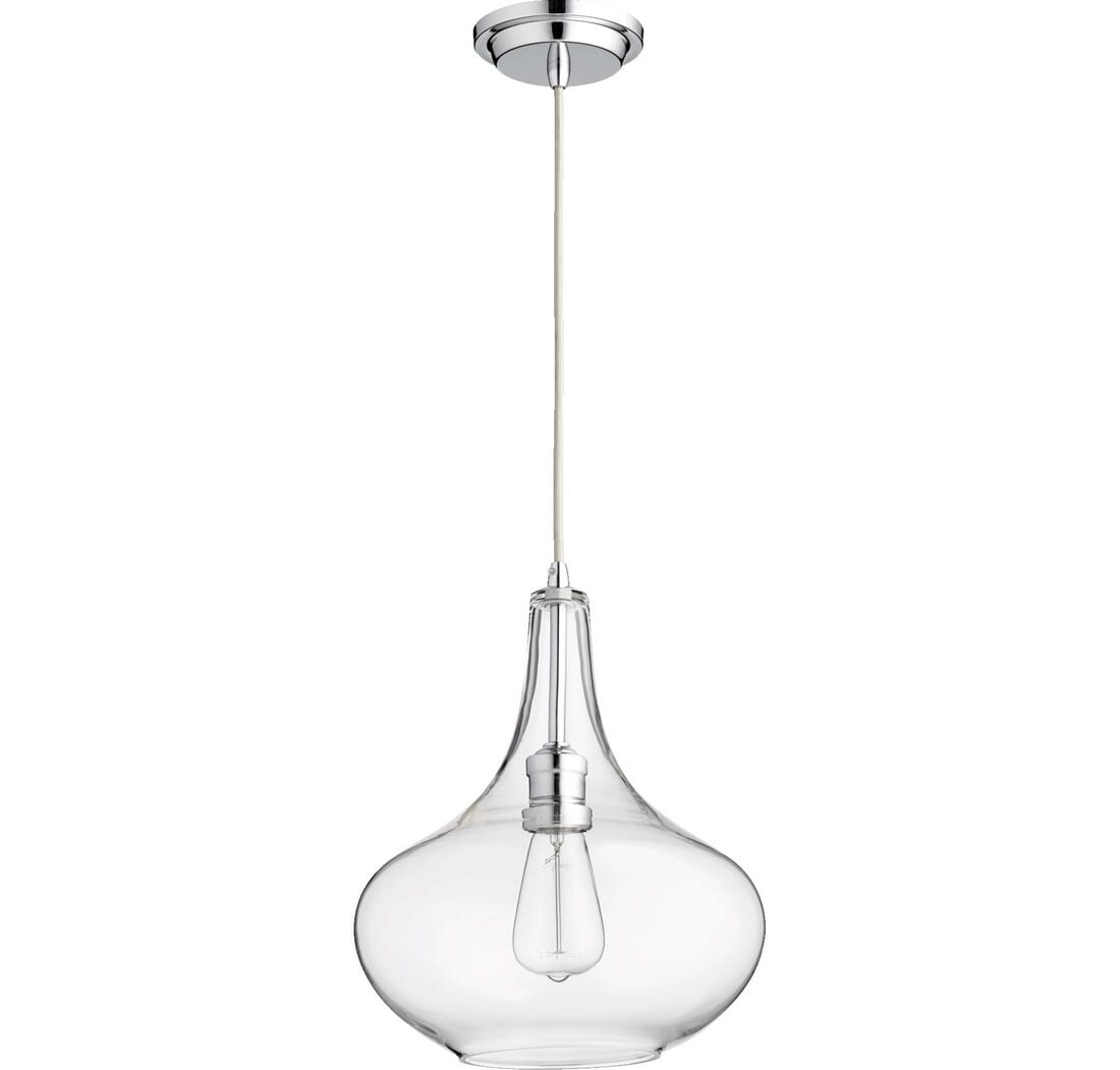 Quorum Transitional 11" Pendant Light in Chrome with Clear