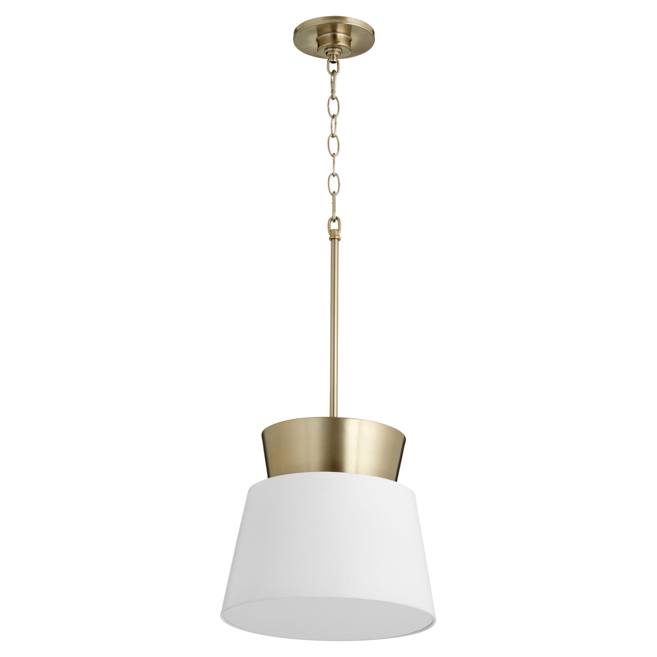 Quorum Soft Contemporary 12" Pendant Light in Studio White or Aged Brass