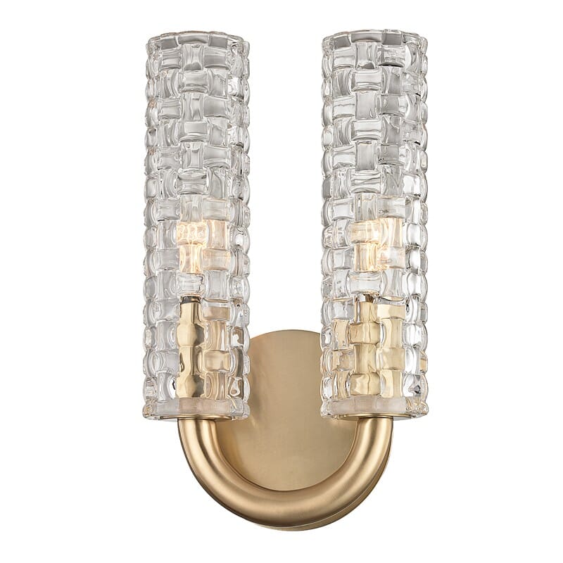 Hudson Valley Dartmouth 2-Light Wall Sconce in Aged Brass