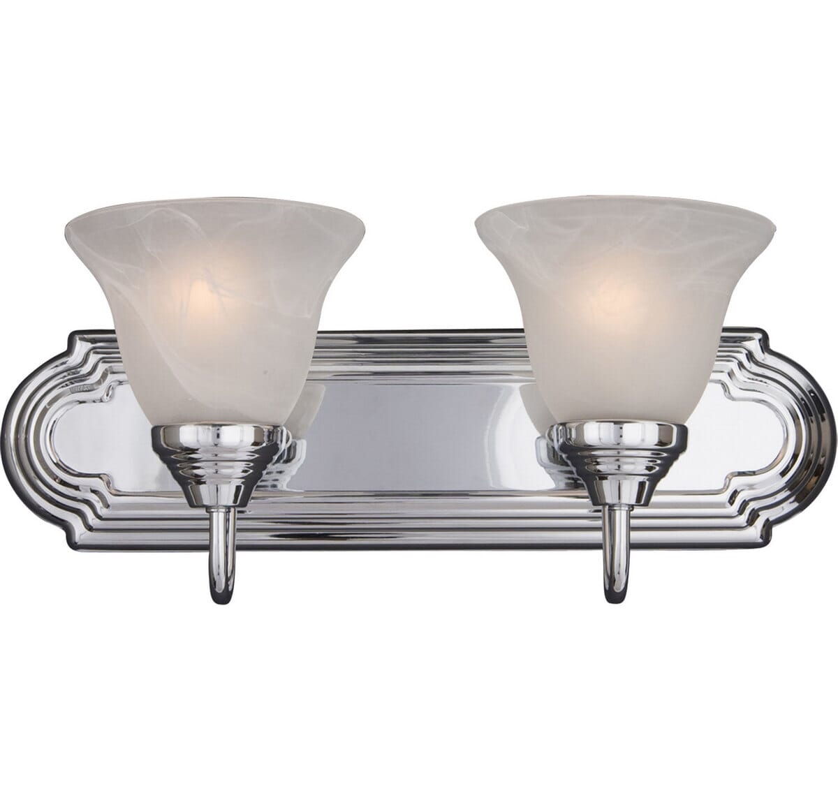 Maxim Essentials 2-Light Marble Glass Bathroom Vanity Light in Polished Chrome