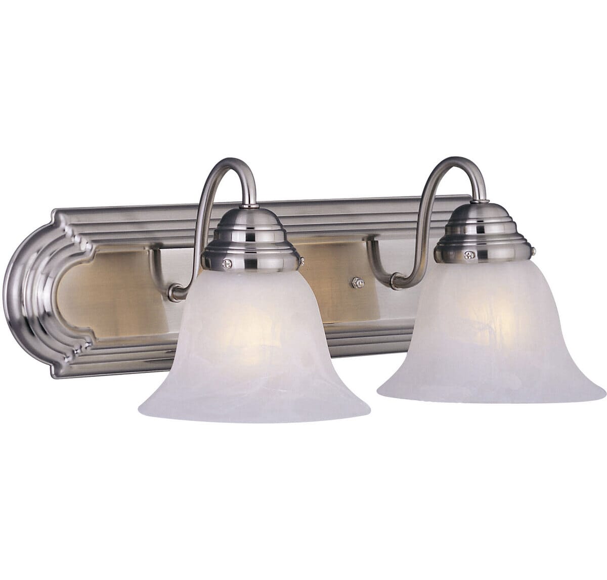 Maxim Essentials 2-Light Marble Glass Bathroom Vanity Light in Satin Nickel