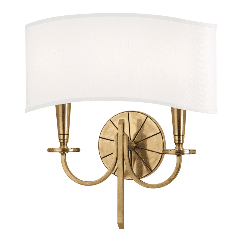 Hudson Valley Mason 2-Light 15" Wall Sconce in Aged Brass