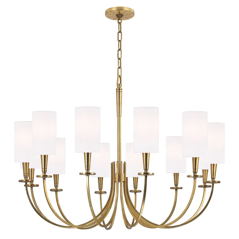 Hudson Valley Mason 12-Light Chandelier in Aged Brass