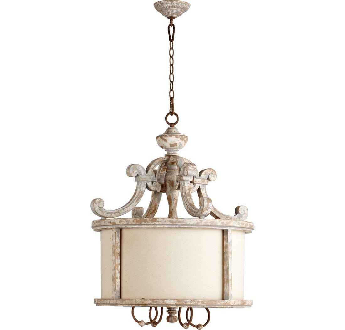 Quorum La Maison 4-Light 25" Pendant Light in Manchester Grey with Rust Accents