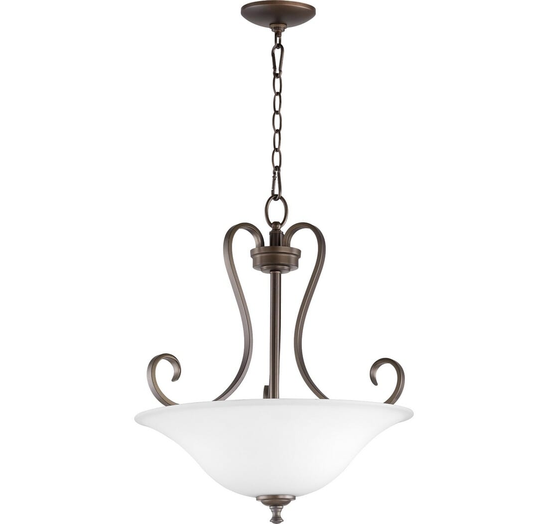 Quorum Celesta 3-Light 19" Pendant in Oiled Bronze with Satin Opal