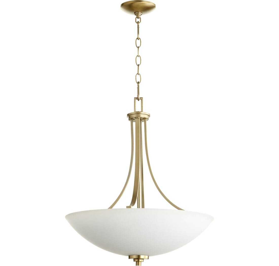 Quorum Reyes 4-Light 20" Pendant Light in Aged Brass