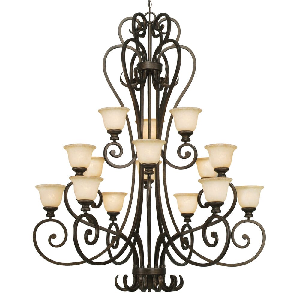 Golden Heartwood 15-Light Chandelier in Burnt Sienna