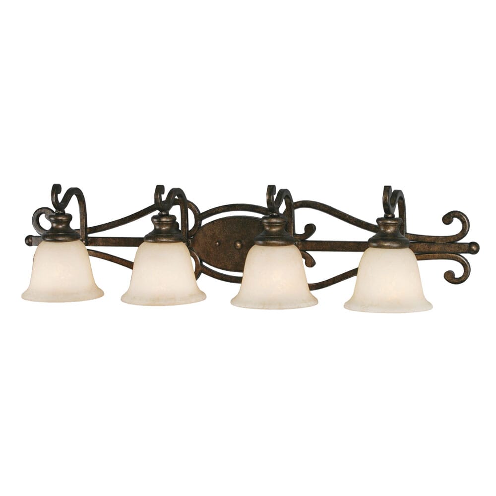 Golden Heartwood 4-Light 39" Bathroom Vanity Light in Burnt Sienna