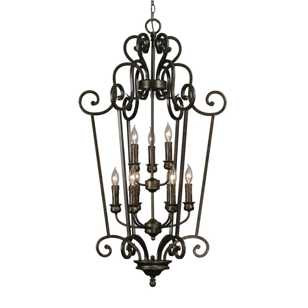 Golden Heartwood 9-Light Foyer Light in Burnt Sienna