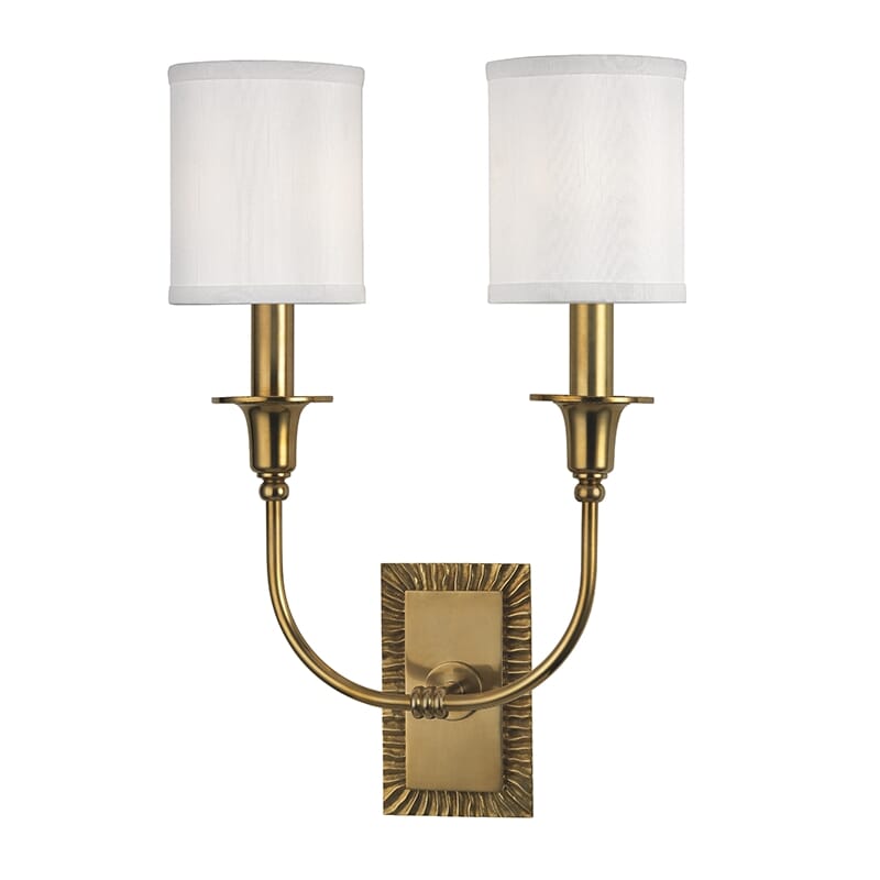 Hudson Valley Dover 2-Light 18" Wall Sconce in Aged Brass