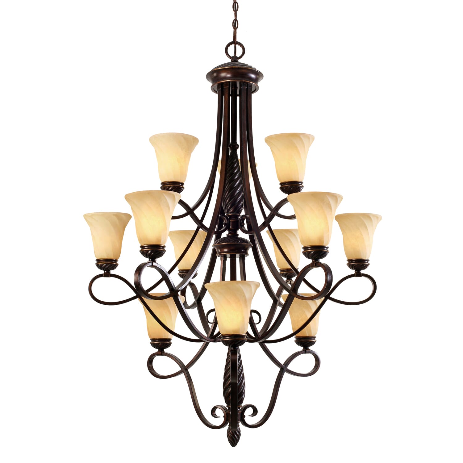 Golden Torbellino 12-Light Chandelier in Cordoban Bronze