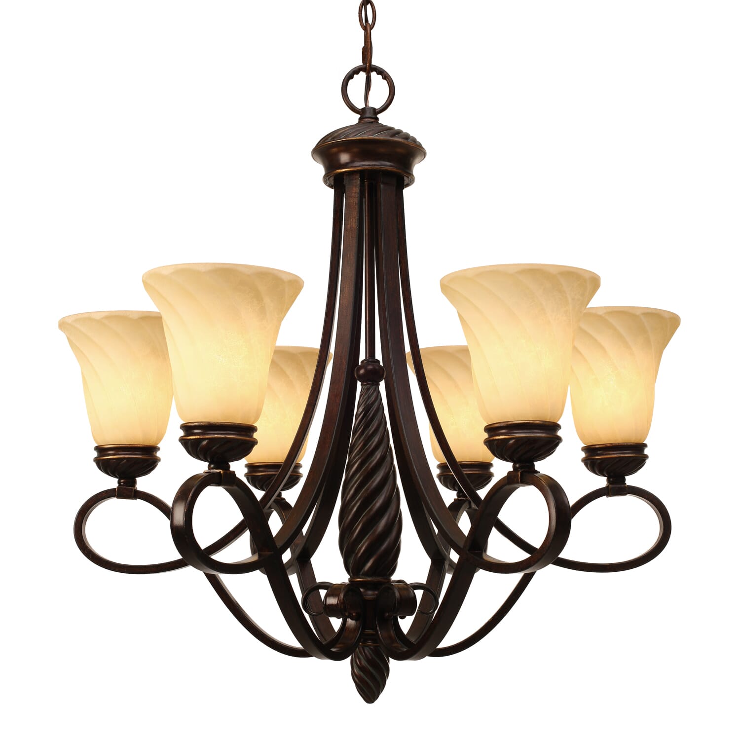 Golden Torbellino 6-Light Chandelier in Cordoban Bronze