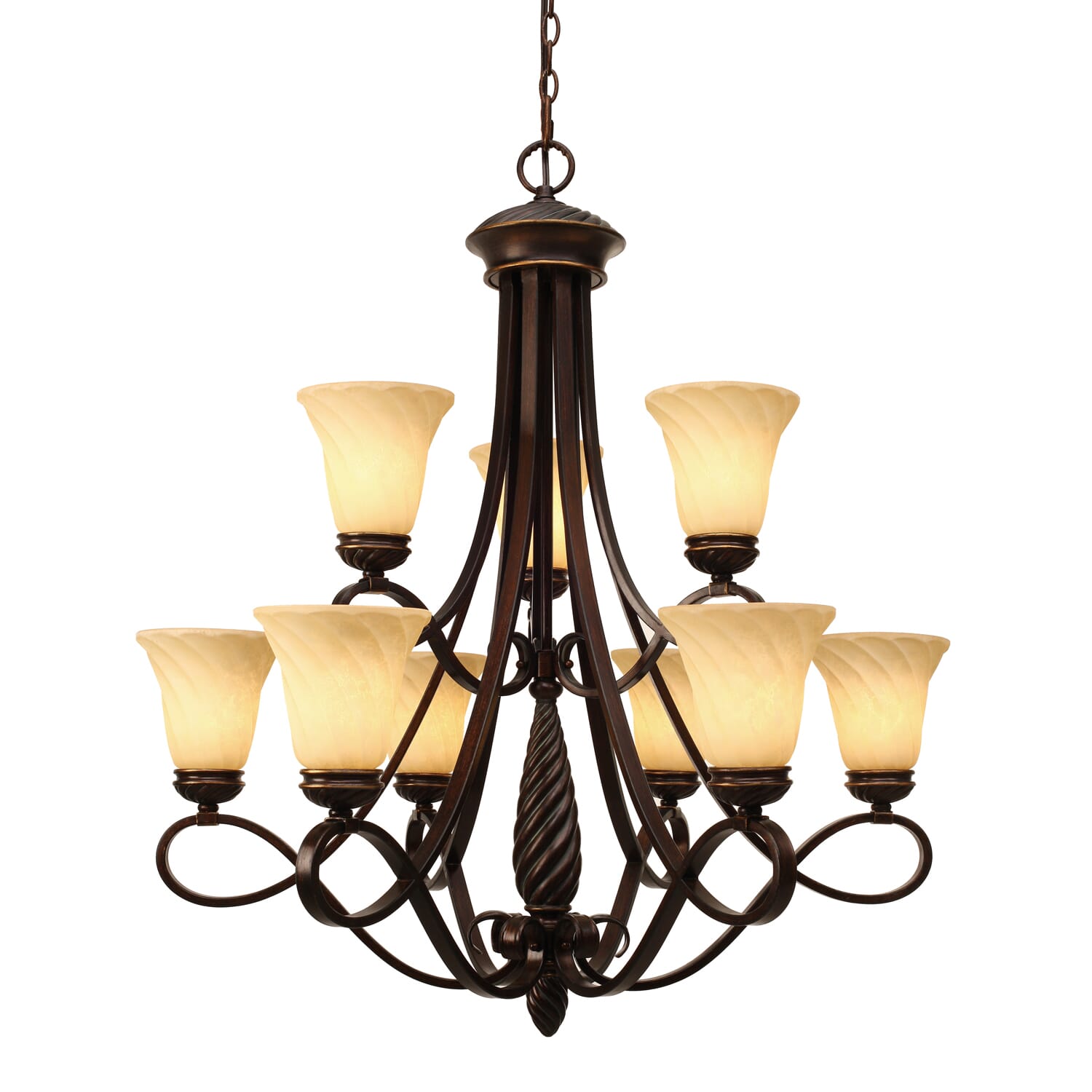 Golden Torbellino 9-Light Chandelier in Cordoban Bronze