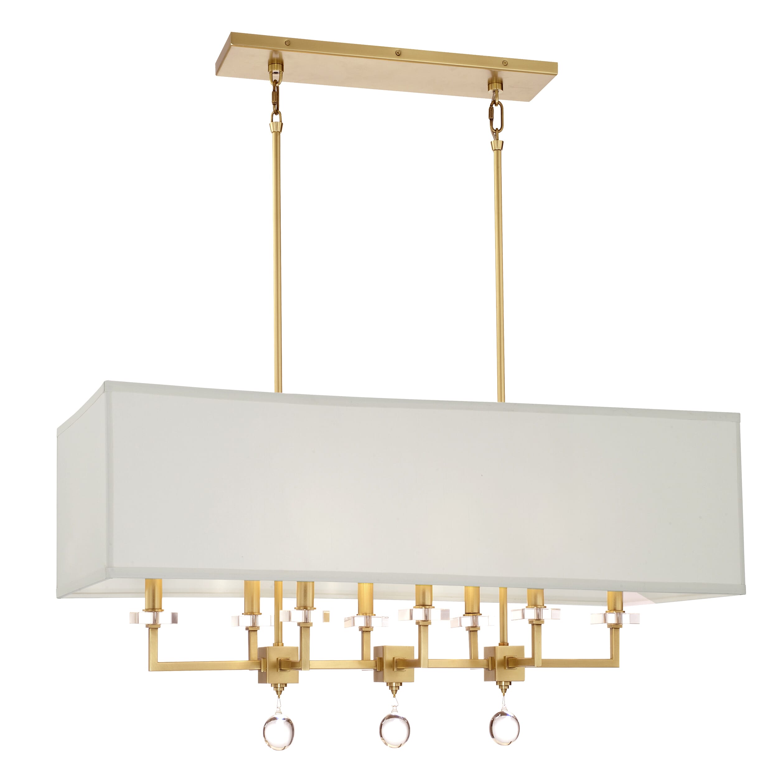 Crystorama Paxton 8-Light 18" Transitional Chandelier in Aged Brass with Clear Glass Balls Crystals