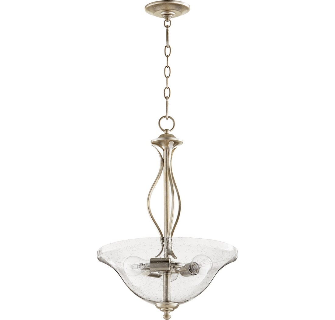 Quorum Spencer 3-Light 16" Pendant Light in Aged Silver Leaf with