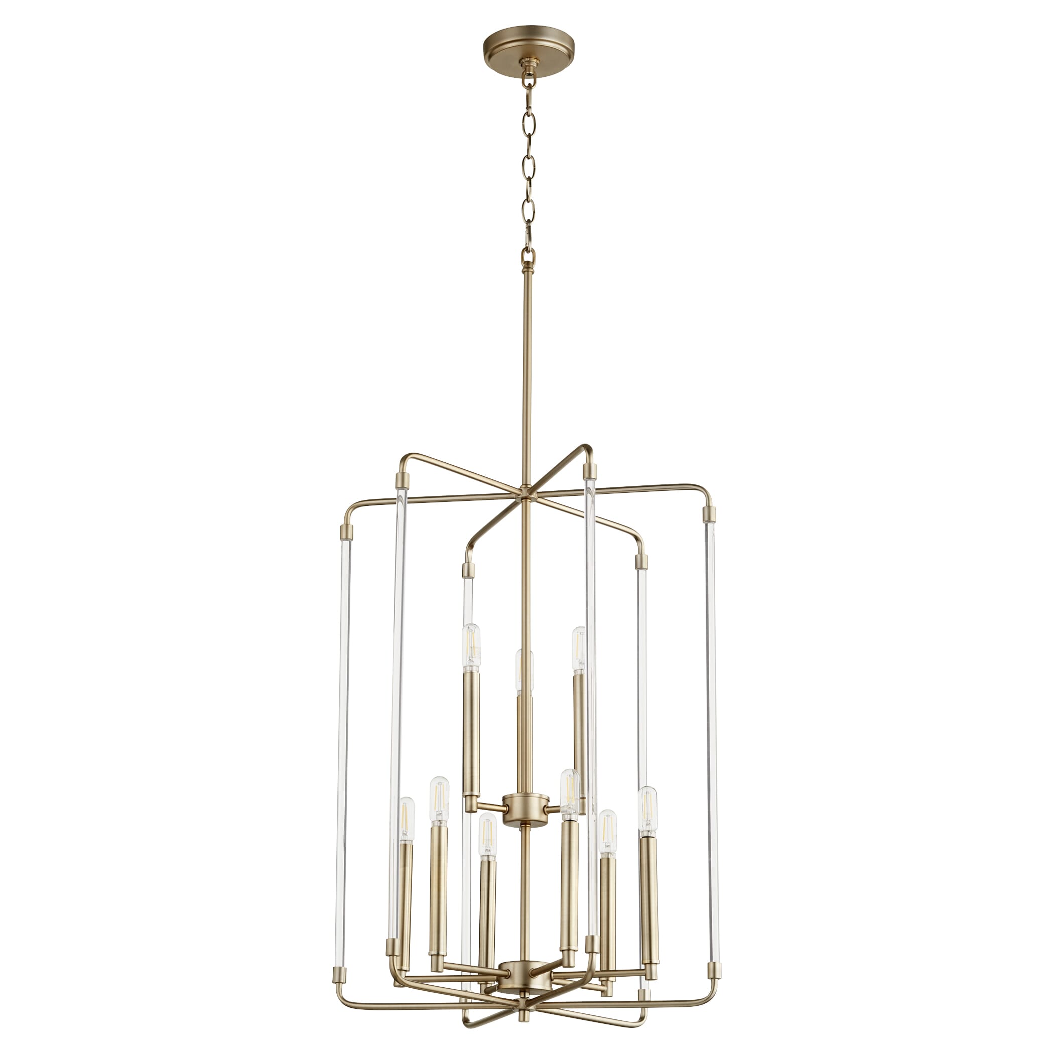 Quorum Optic 9-Light 20" Foyer Light in Aged Brass