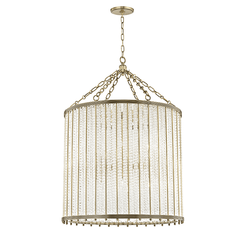 Hudson Valley Shelby 12-Light 39" Pendant Light in Aged Brass