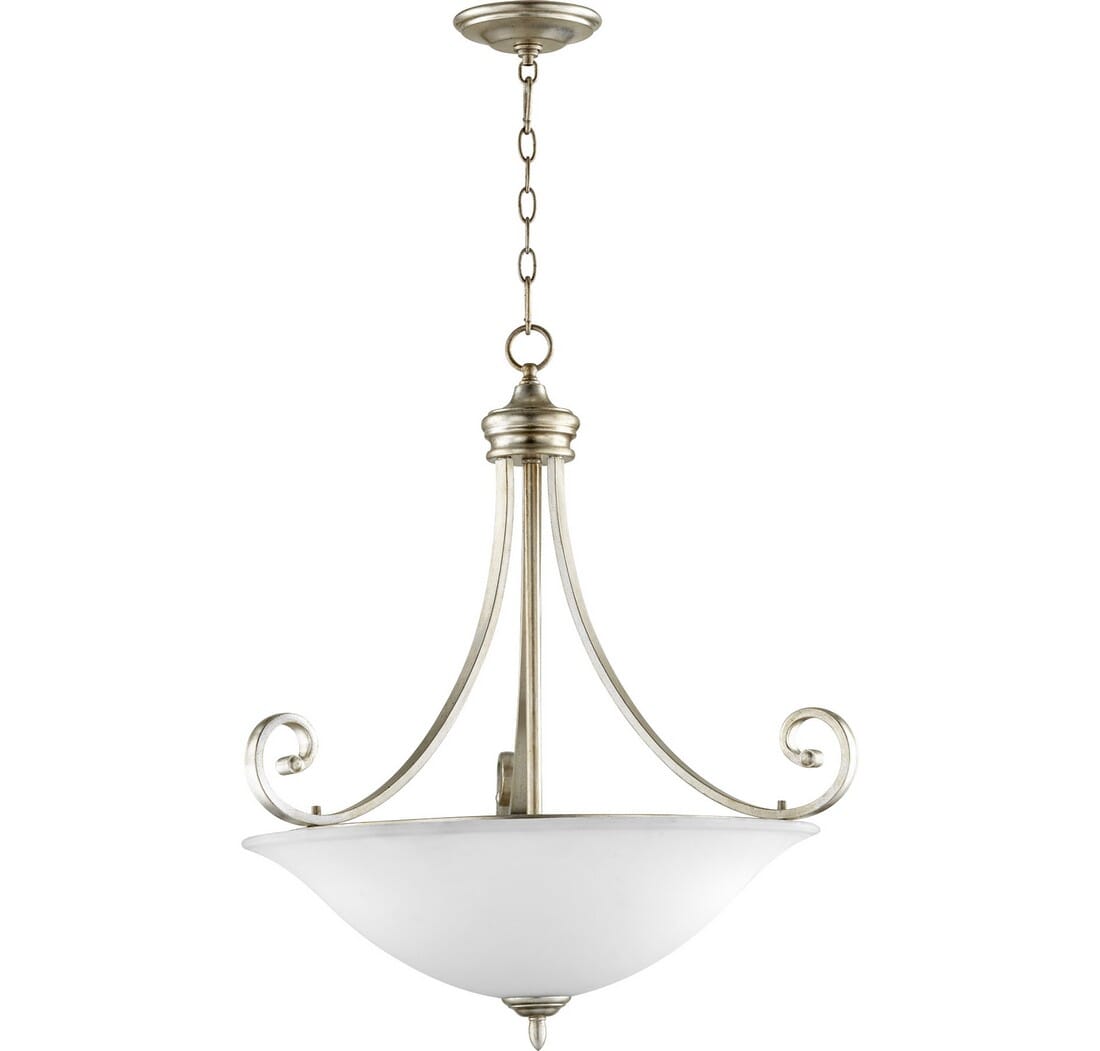 Quorum Bryant 4-Light 28" Pendant Light in Aged Silver Leaf