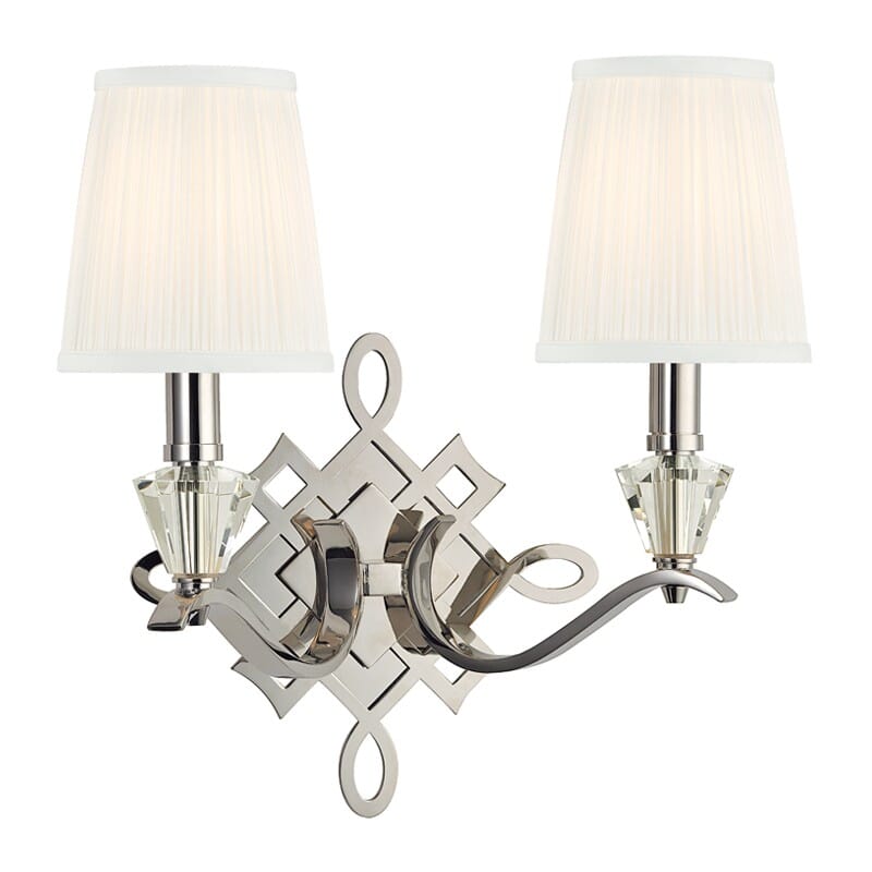 Hudson Valley Fowler 2-Light 15" Wall Sconce in Polished Nickel